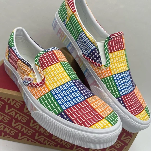 Vans Men’s Multicolor Classic Slip-On (Pride) Multi/True White Sneakers - Picture 11 of 16